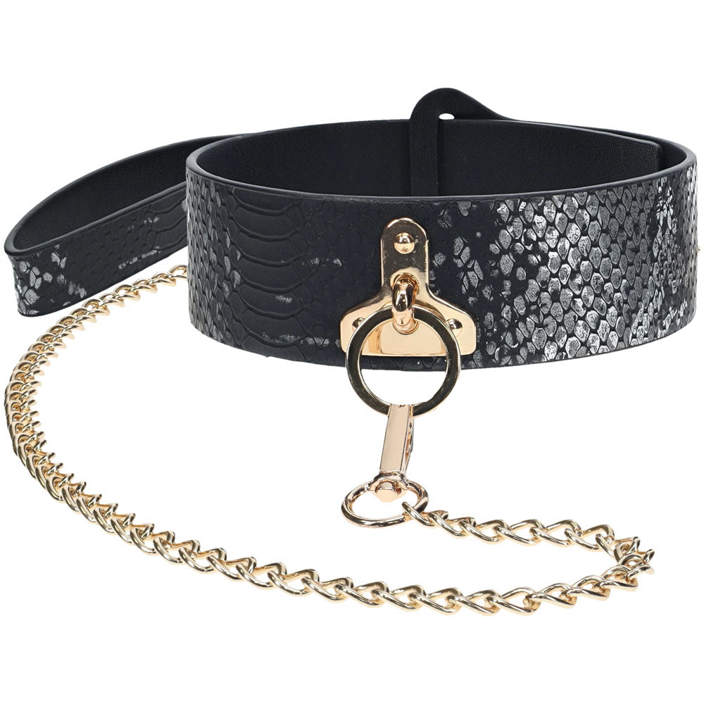 OUCH! Florence Collection - Collar with Leash BLACK