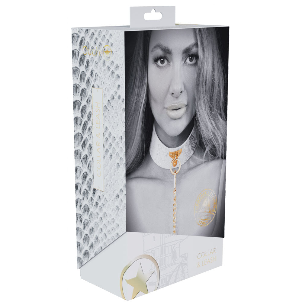 OUCH! Florence Collection - Collar with Leash WHITE
