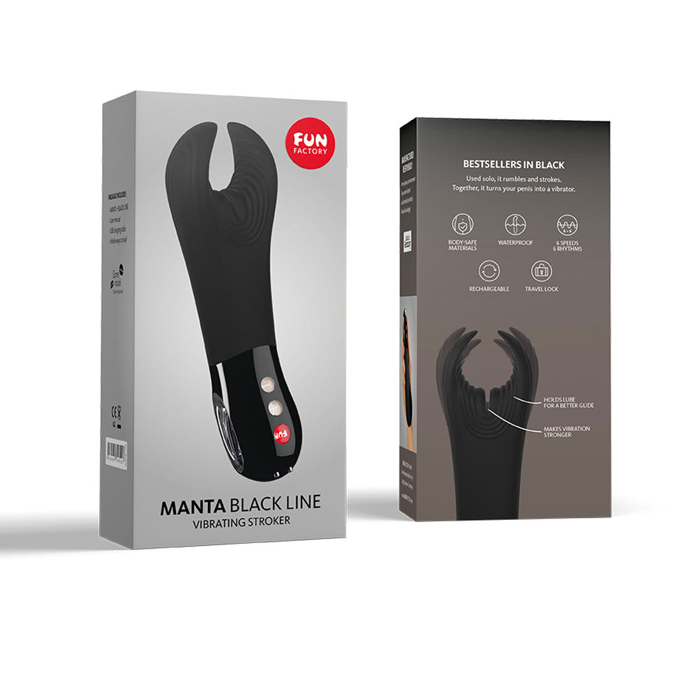 Fun Factory MANTA Black -  18 cm USB Rechargeable Mens & Couples Vibrator