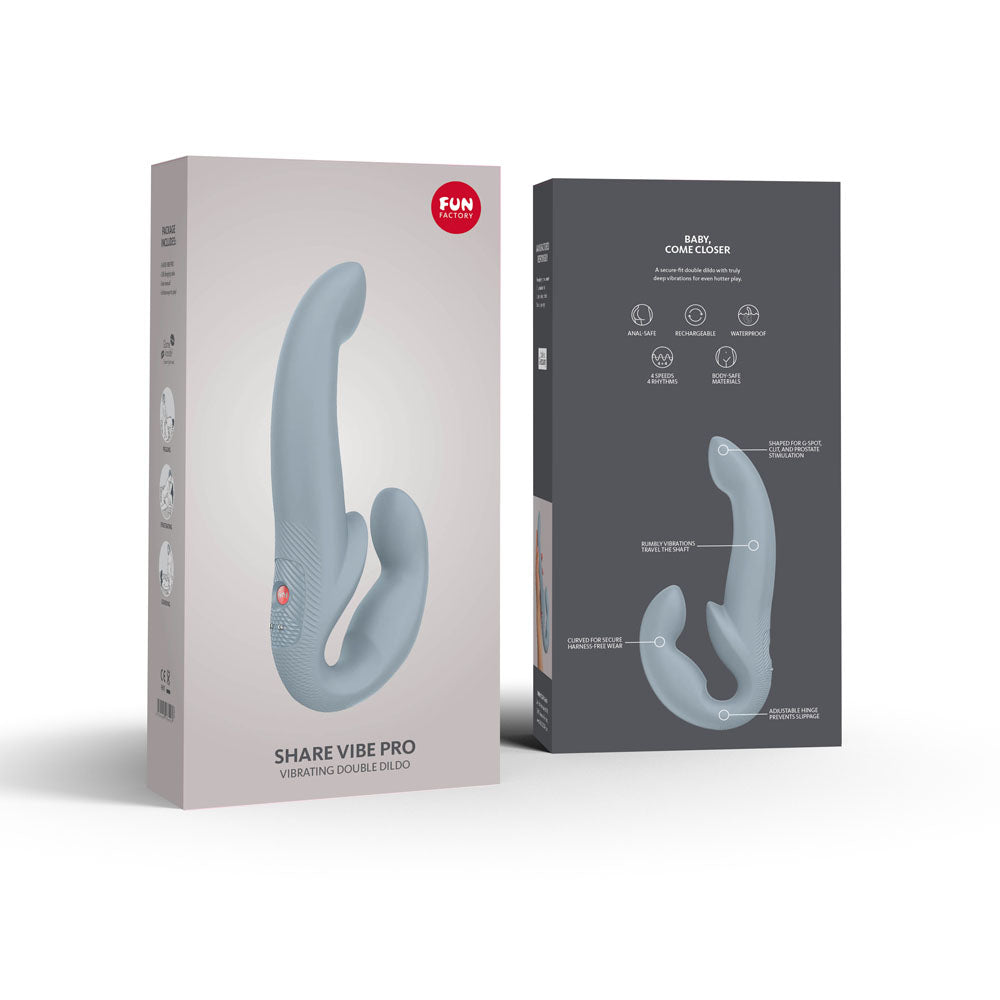 Fun Factory SHARE VIBE PRO - Grey USB Rechargeable Strapless Strap-On