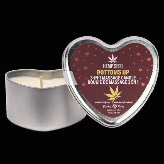 EB Hemp Seed 3 in 1 Massage Heart Candle  Bottom's Up (Wild Blueberries, Dewy Meadow-grass, Sweet Wildflowers) - 113 g