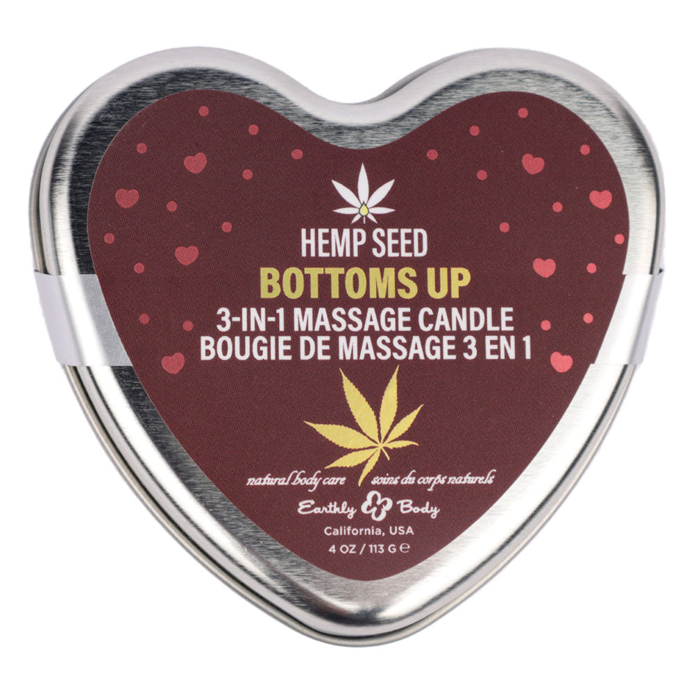 EB Hemp Seed 3 in 1 Massage Heart Candle  Bottom's Up (Wild Blueberries, Dewy Meadow-grass, Sweet Wildflowers) - 113 g