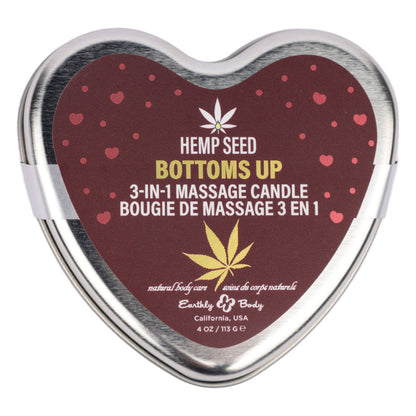 EB Hemp Seed 3 in 1 Massage Heart Candle  Bottom's Up (Wild Blueberries, Dewy Meadow-grass, Sweet Wildflowers) - 113 g