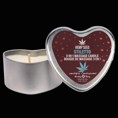 EB Hemp Seed 3 in 1 Massage Heart Candle Stiletto (Flowering Sage, Wildflower Honey, Creamy Sandalwood) - 113 g