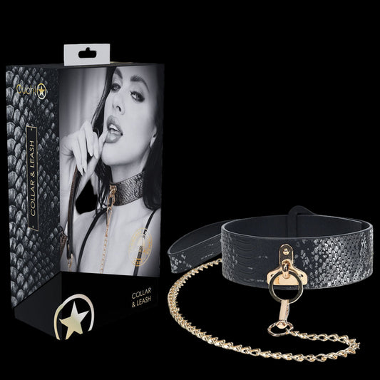 OUCH! Florence Collection - Collar with Leash BLACK