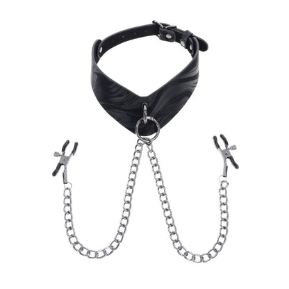 Velvet Noir Collar & Removable Clamps -  Neck & Nipple Restraints