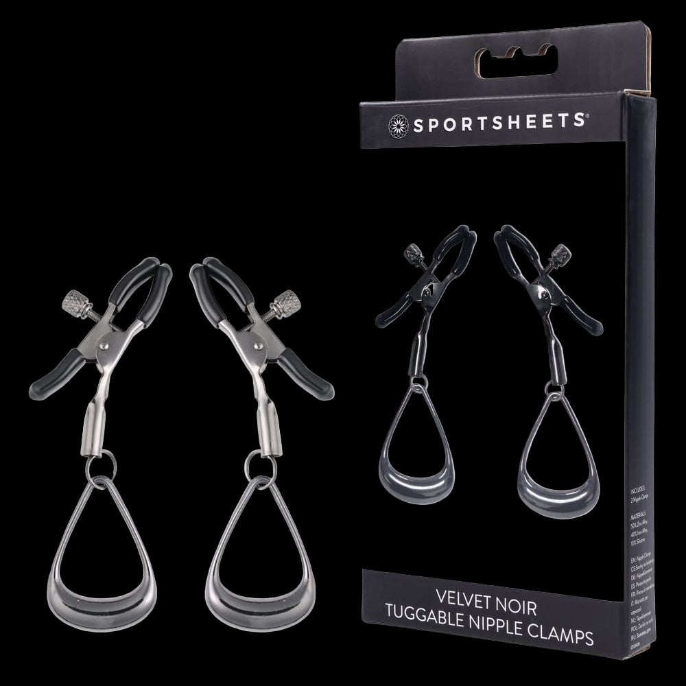 Velvet Noir Tuggable Gunmetal Adjustable Nipple Restraints