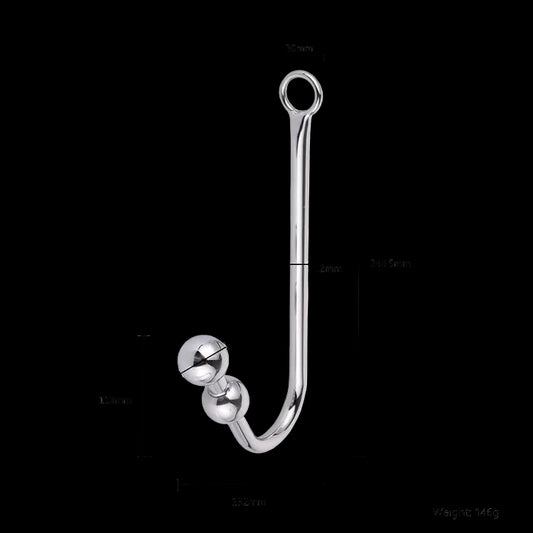 STAINLESS STEEL ANAL HOOK - 2 BALL 30mm