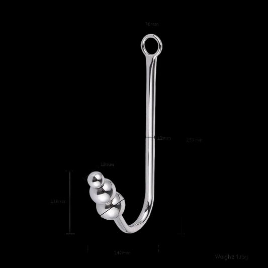 STAINLESS STEEL ANAL HOOK - 3 BALL - 20,30,35mm